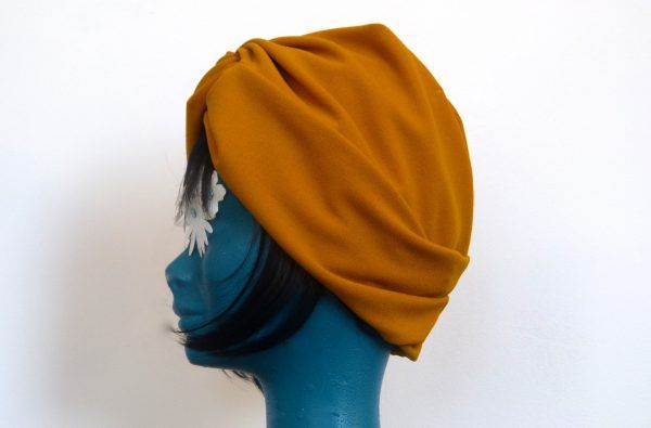 Bonnet turban post-chimio avec frange facultative "les franjynes"